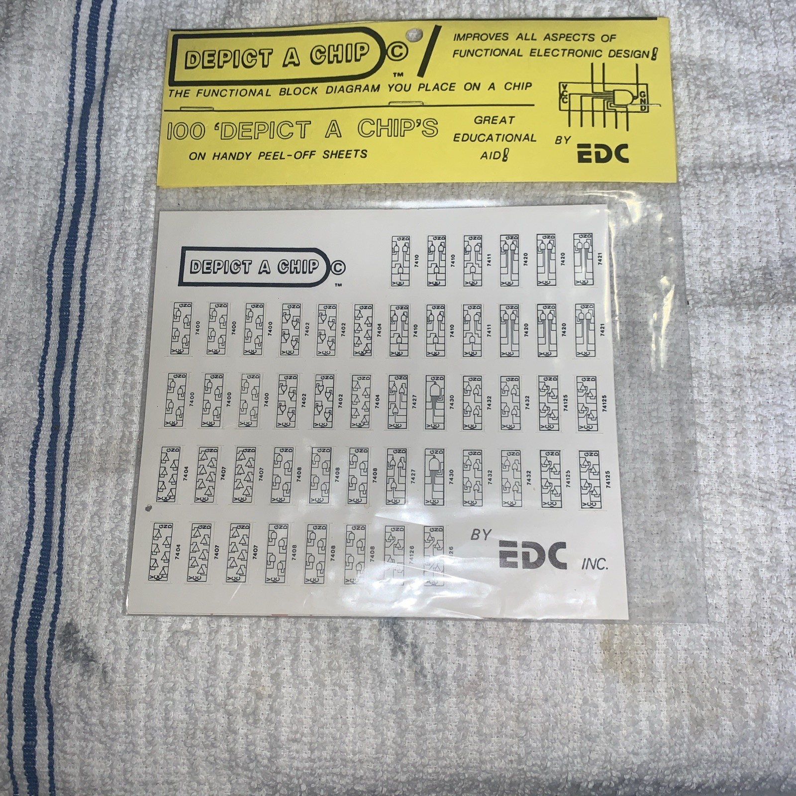 Vintage EDC Depict A Chip 74xx TTL Logic IC Peel-Off Design Sheets Electronics