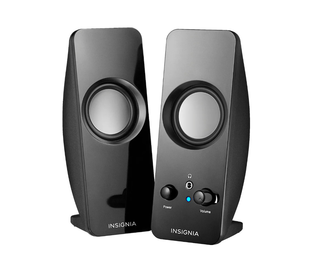 Insignia NS-PCS219 2.0 Stereo PC Desktop Speakers System 3.5mm AUX Wired Black