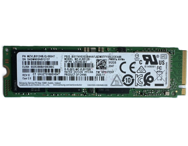 MZ-VLB512B Samsung PM981a Series 512GB TLC PCI Express 3.0 x4 NVMe M.2 SSD