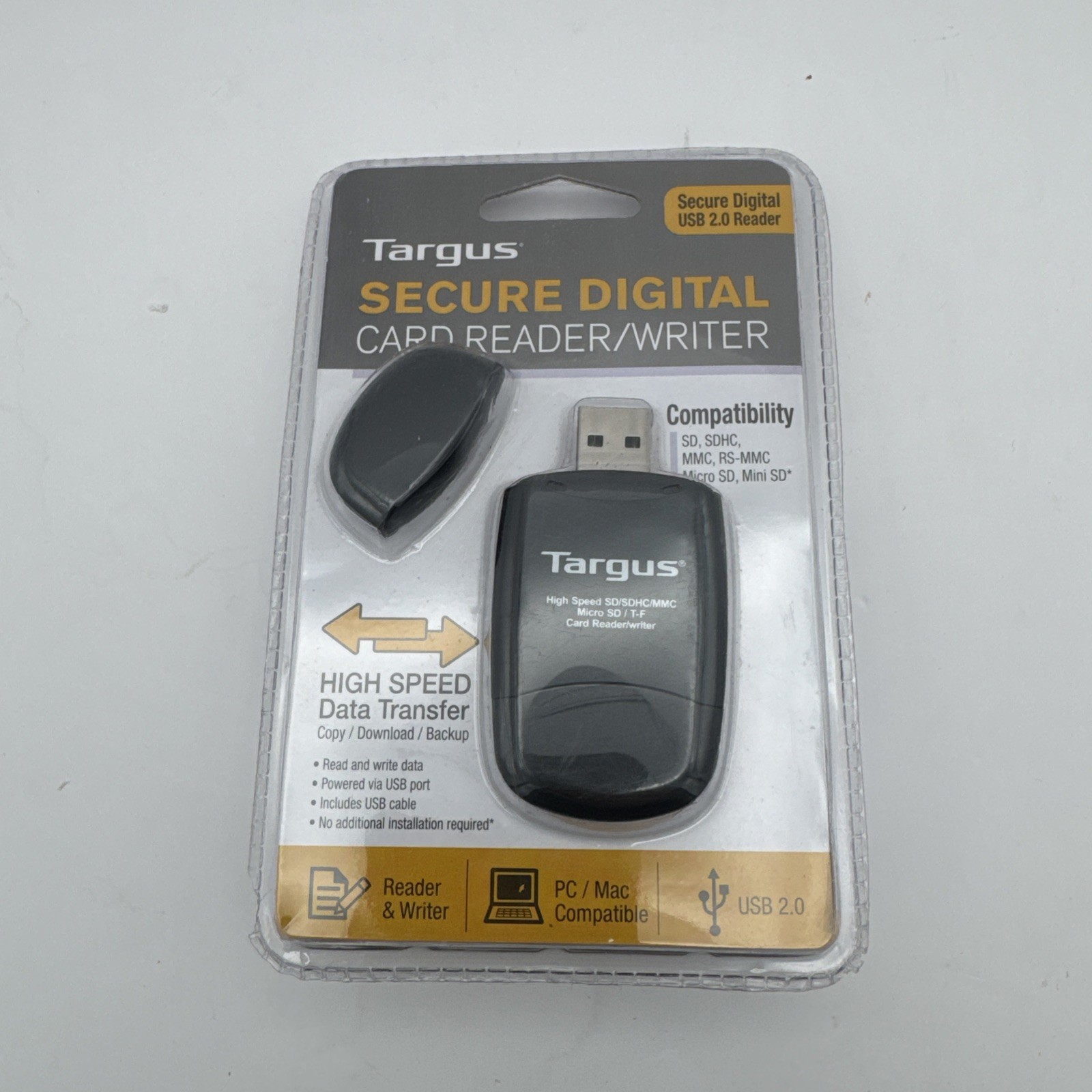 Targus Secure Digital SD Card Reader Writer USB High Speed For PC/Mac New