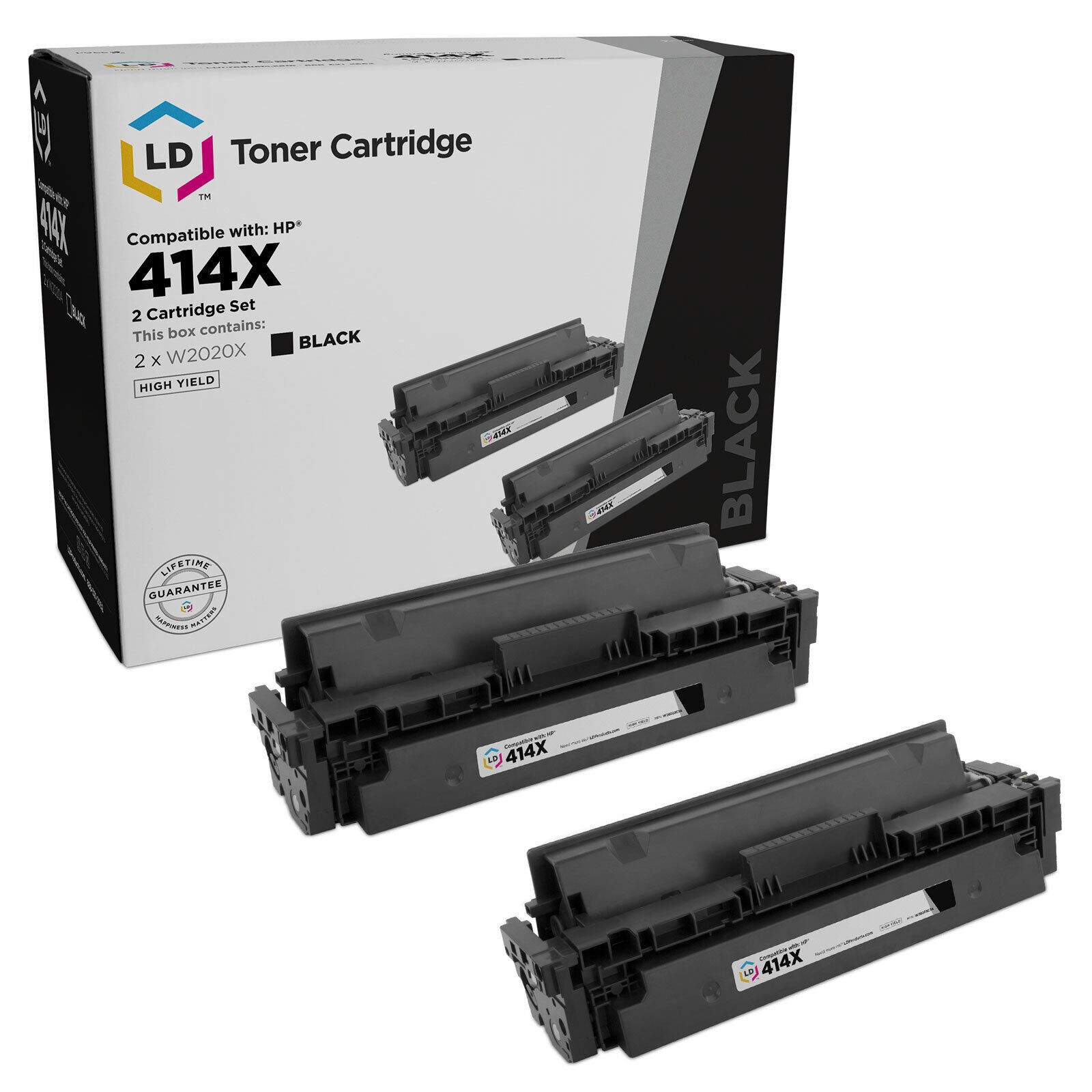 LD 2PK Replacements for HP 414X W2020X HY Black Toner for M454dn, Pro MFP M479dw