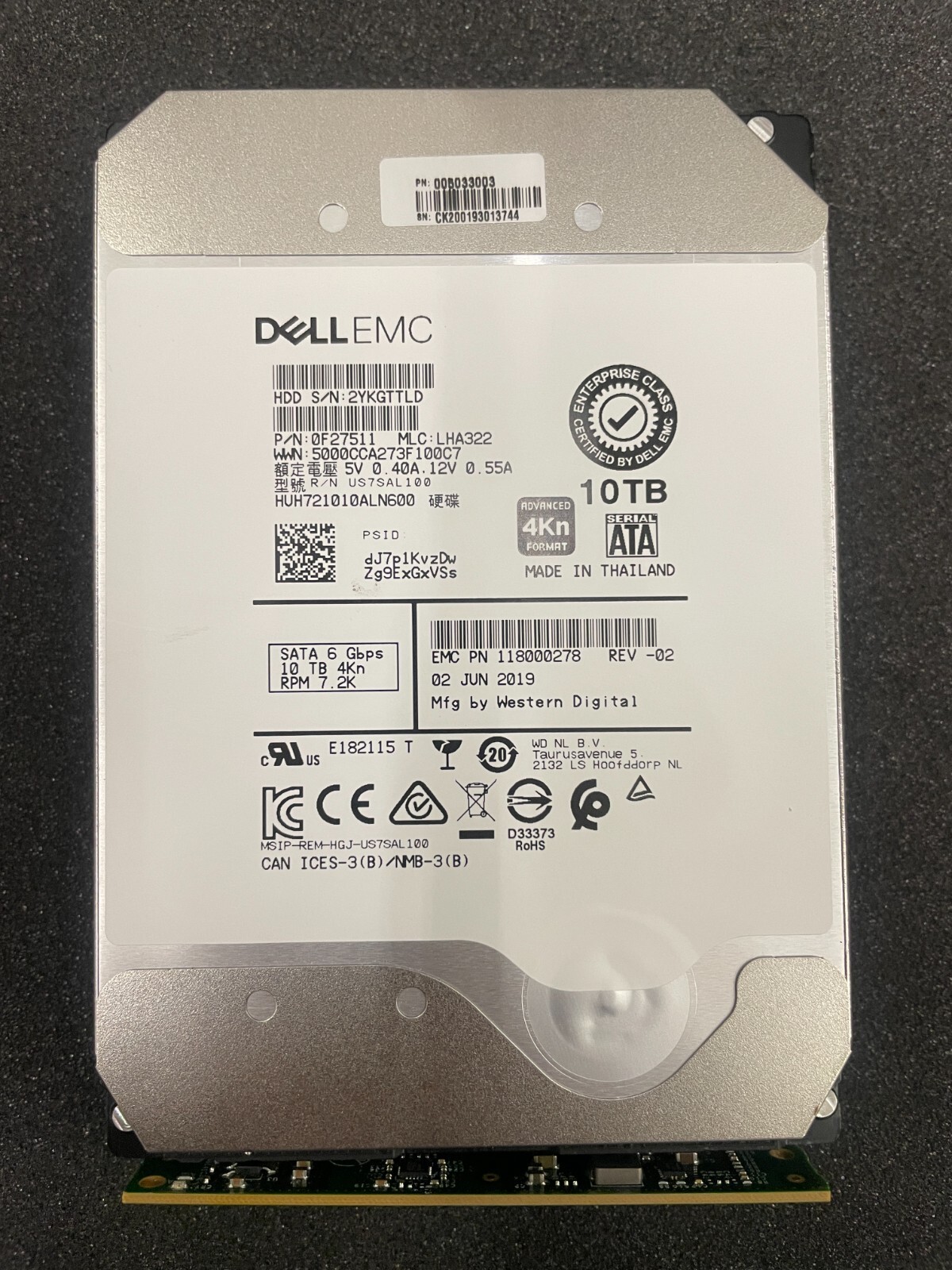 Lot of 4 - EMC 118000278-01 005033003 Isilon 10TB 3.5" 7.2k 4kn SATA HDD Tested