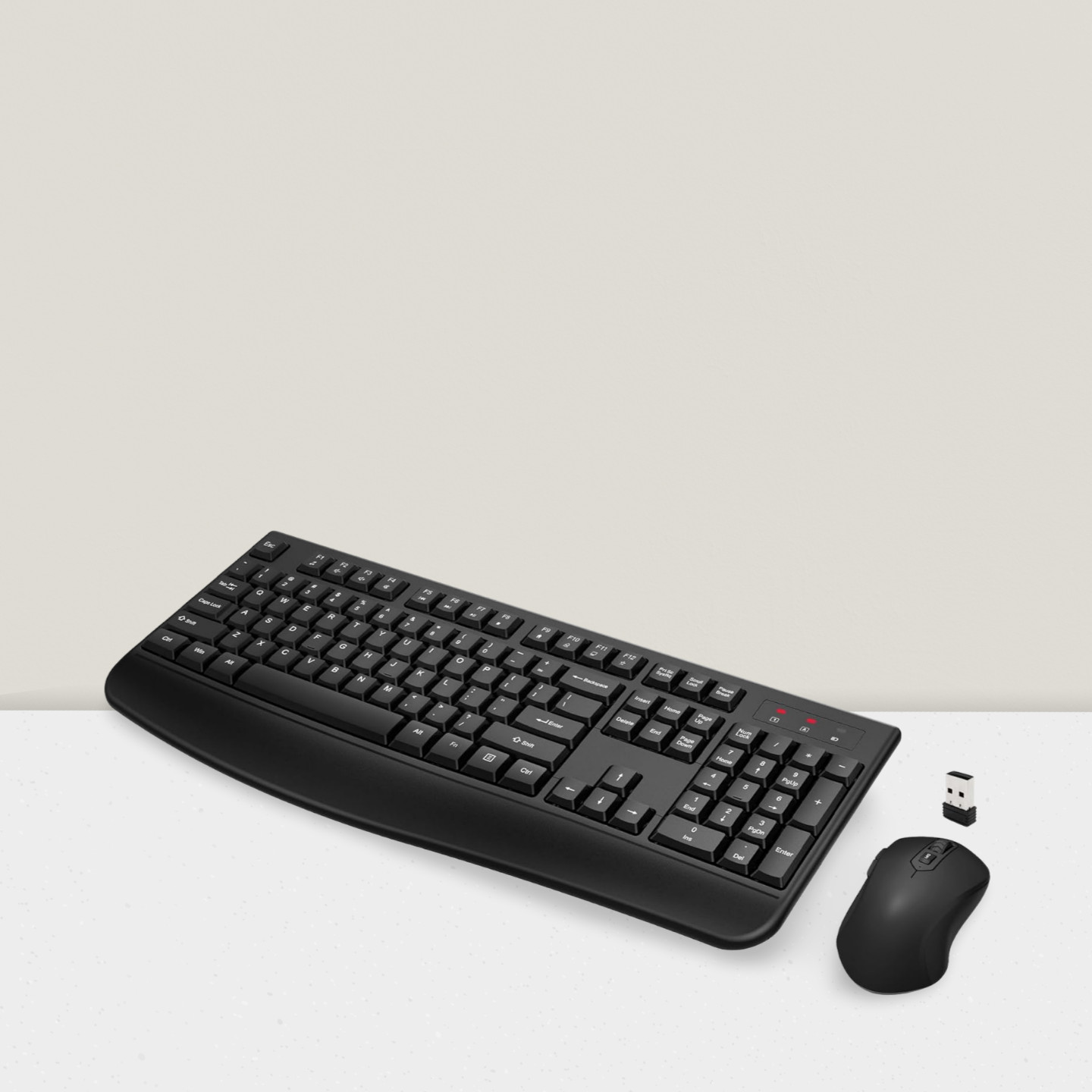 Wireless Keyboard and Mouse Combo Full-Sized 2.4GHz with Palm Rest for PC/Mac