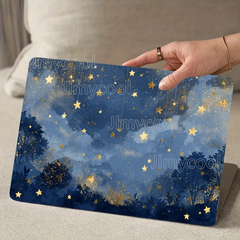 2Pcs Night Sky Tree Design Beige Scratch-proof PVC Laptop Skin