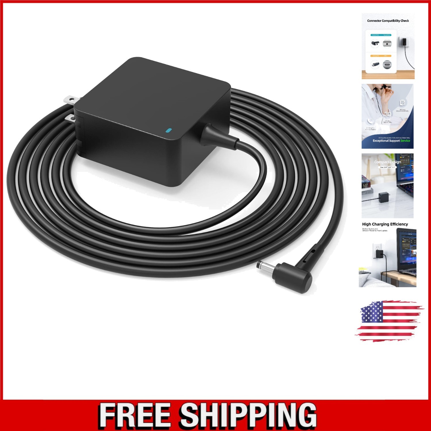 Reliable 65W Asus Laptop Charger - USB Type A Connection, Lightweight & Compact