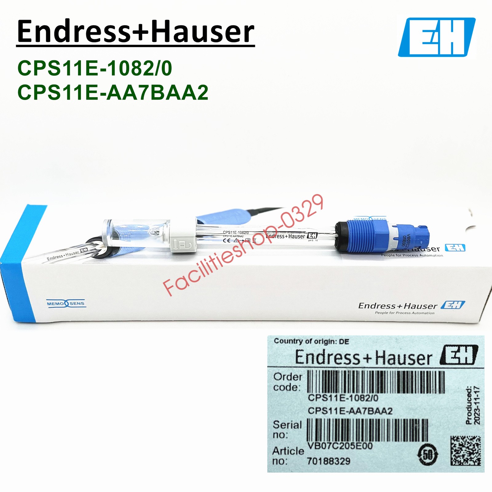 1pcs E+H PH Electrode CPS11E-AA7BAA2 (CPS11E-1082/0) Glass Probe Sensor