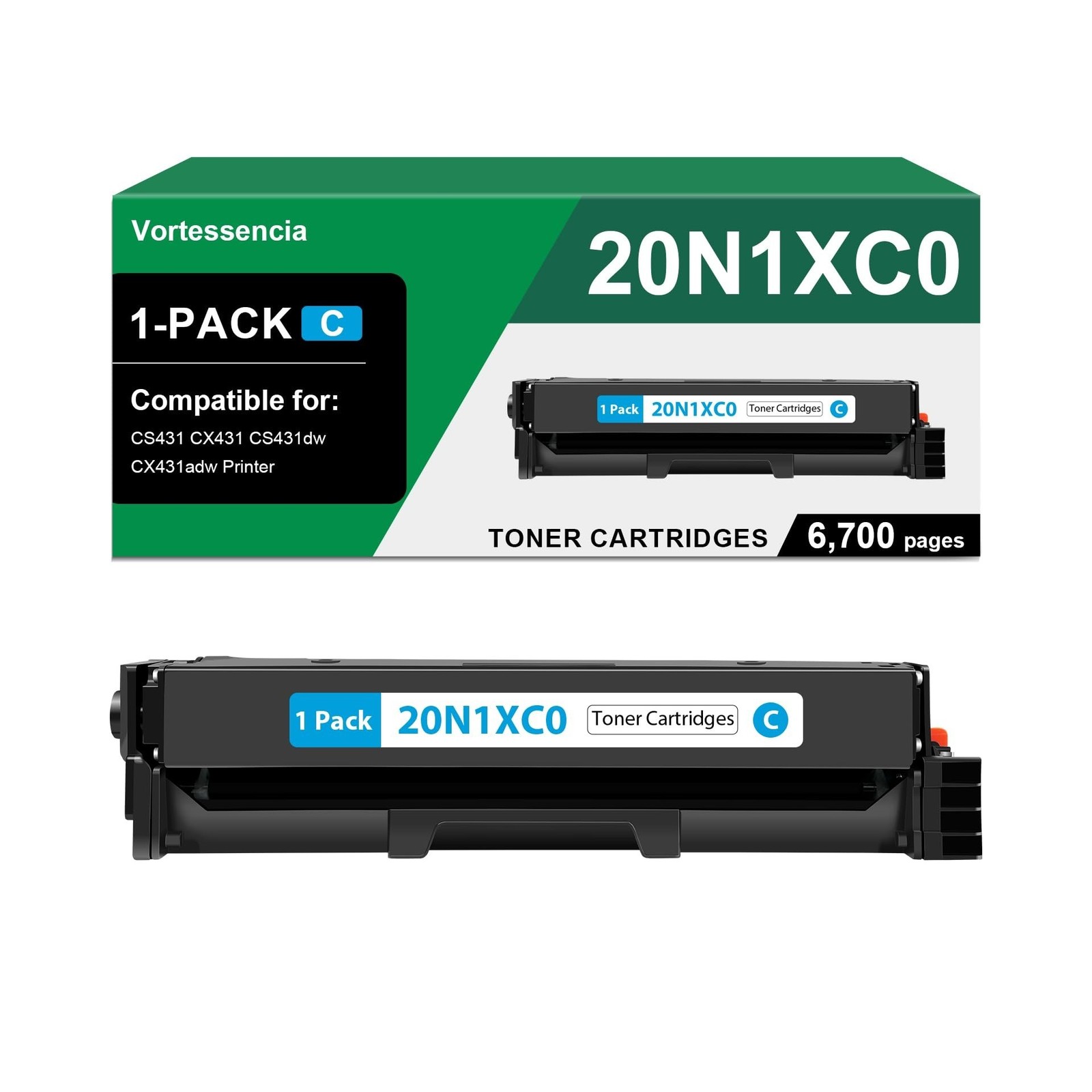20N1XC0 High Yield Toner Cartridges Compatible for Lexmark CS431 CX431 CS431d...