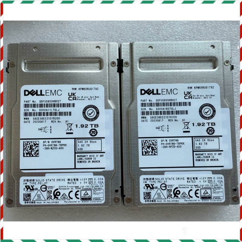New VRTN9 0VRTN9 Dell 1.92TB SAS Read Intensive 2.5in 24GB/s SSD G14 15 16 Tray