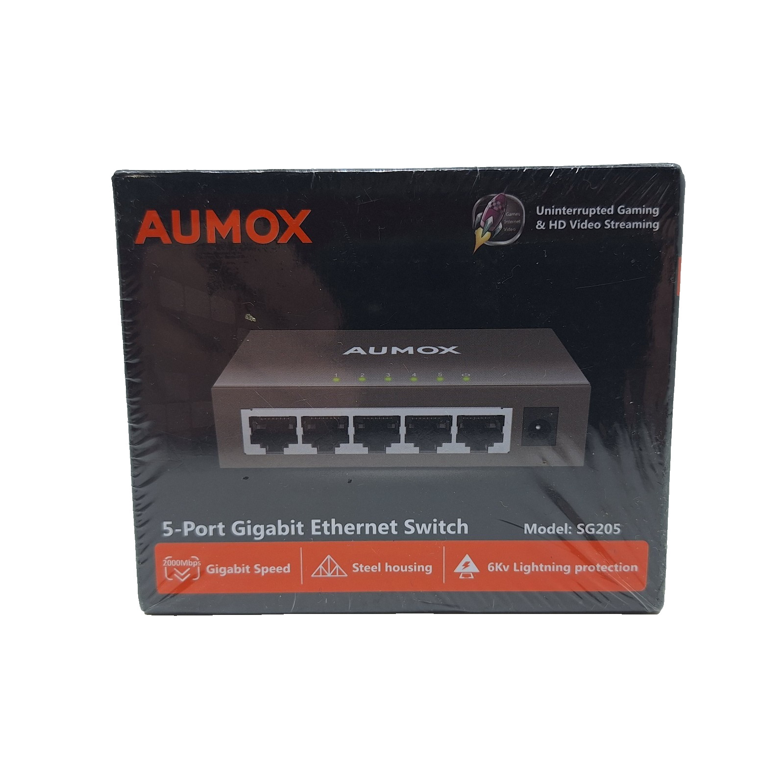 Aumox 5-Port Gigabit Ethernet Switch SG205 JER-205-01 Sealed New In Box