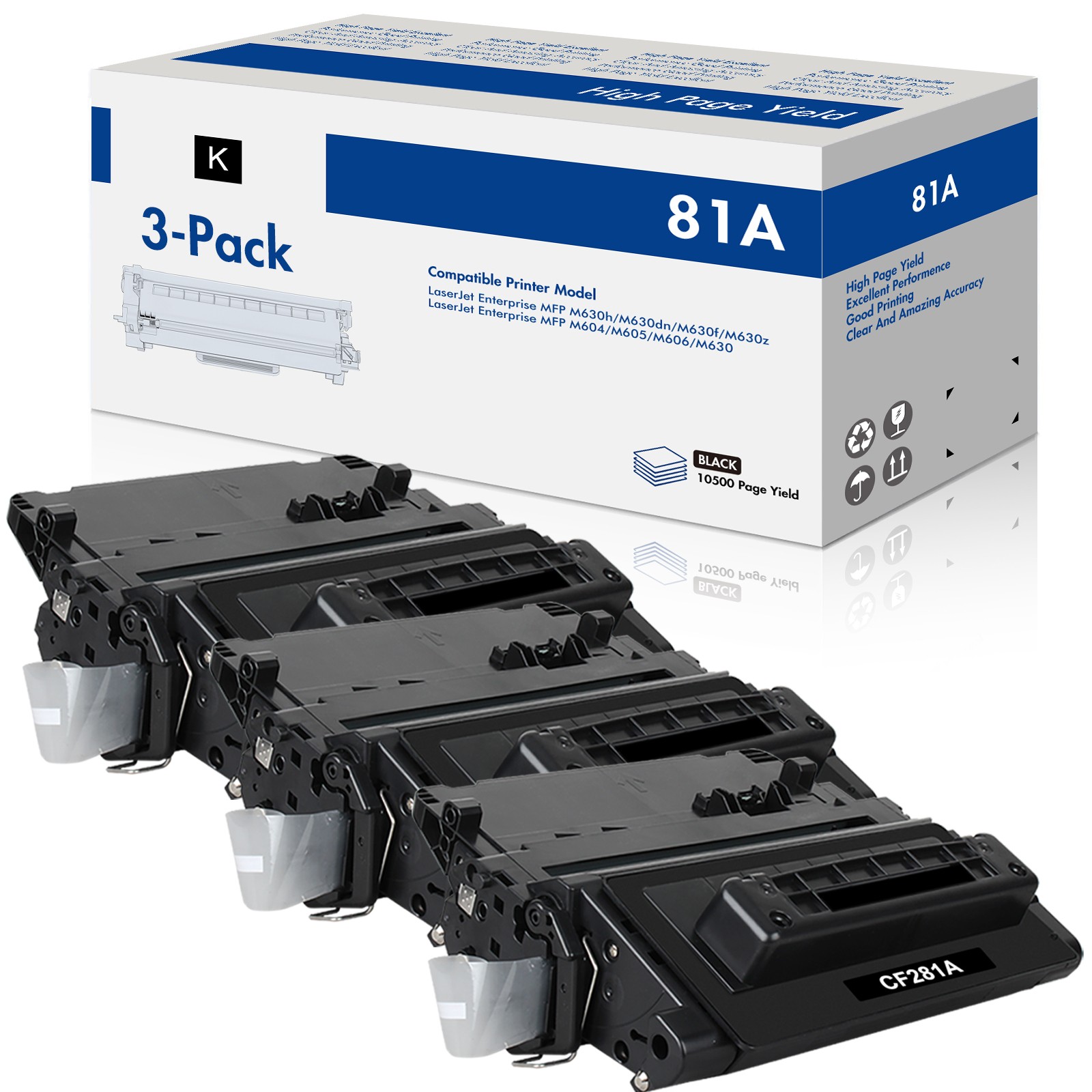 3PK CF281A BK Toner Cartridge fits for HP LaserJet MFP M630H M630Z MFP M630DN