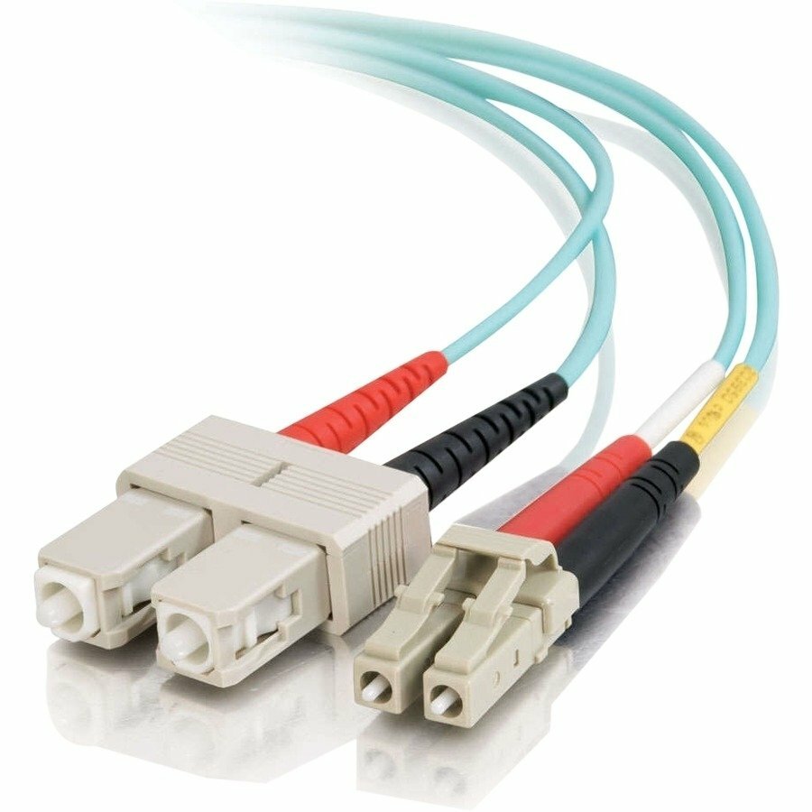 15 PACK LOT 15m LC-SC Duplex 50/125 OM4 100GB Fiber Patch Cable OFNR Aqua 50FT