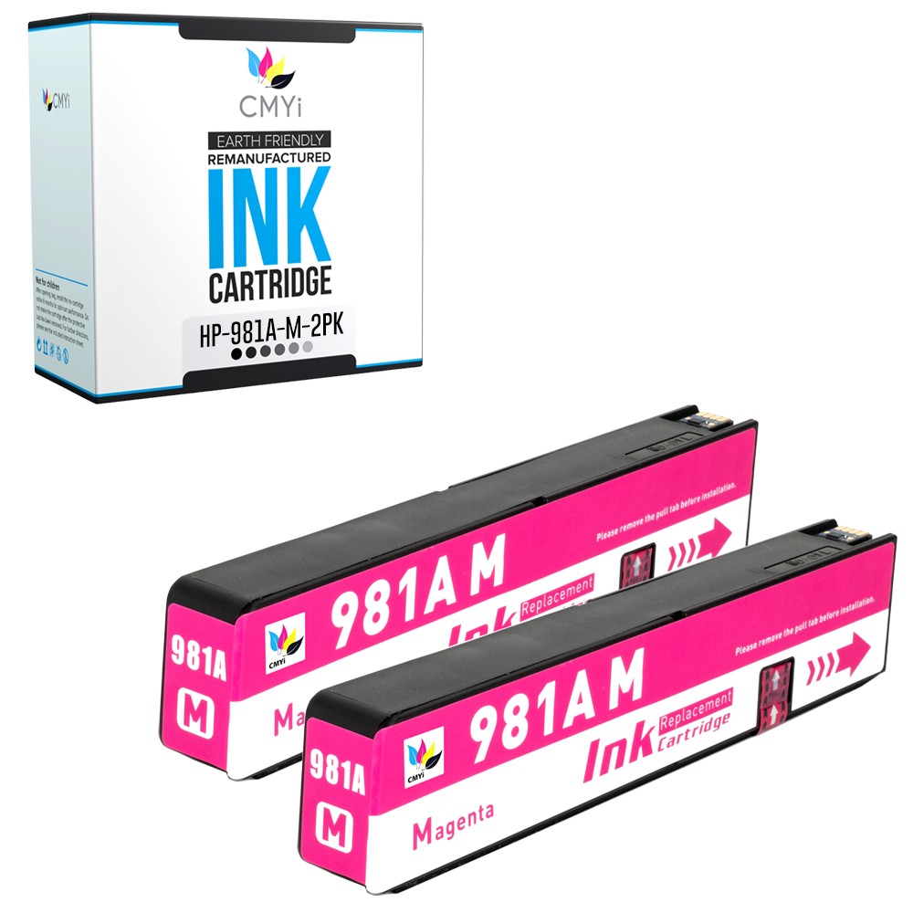 2PK Compatible CMYi 981A Magenta Ink Cartridges for HP PageWide Managed E55650dn