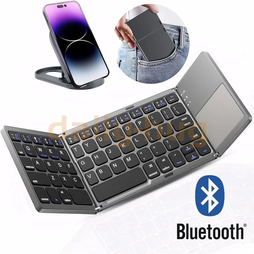 Mini Folding Wireless Bluetooth Keyboard With Touchpad for Laptop Tablet Phone