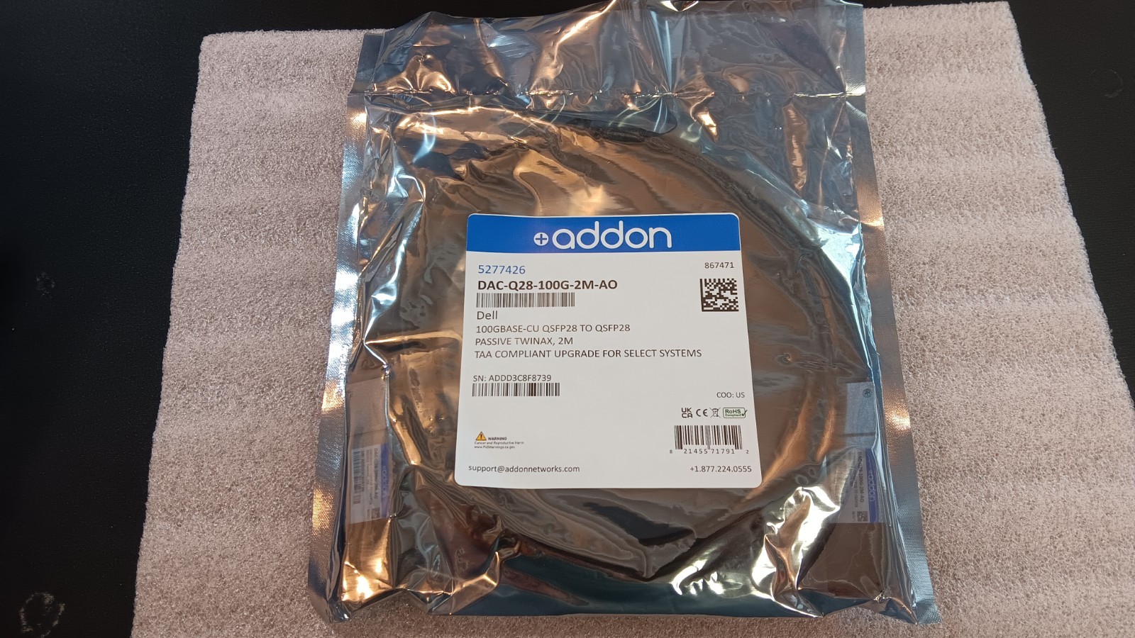 New Dell Compatible DAC-Q28-100G-2M 100G QSFP28 2M Passive DAC