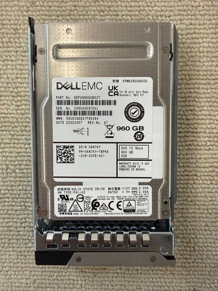DELL EMC 6N7KY 960GB SAS 12G 2.5-inch SSD Gen1-4 R350 R450 R650 R750