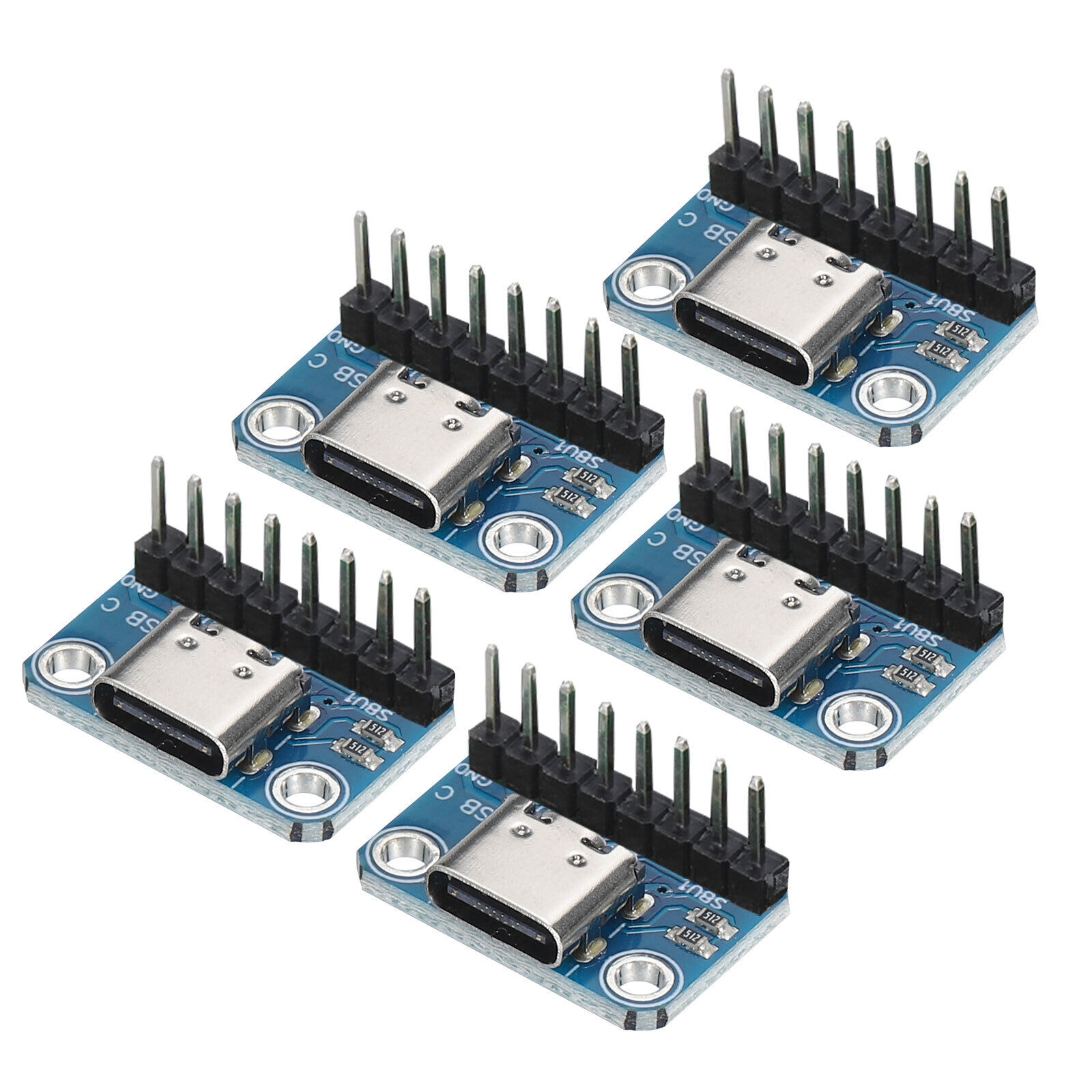 5Pcs USB TYPE C Breakout Board Female 2.54MM  with Pin Header Connector