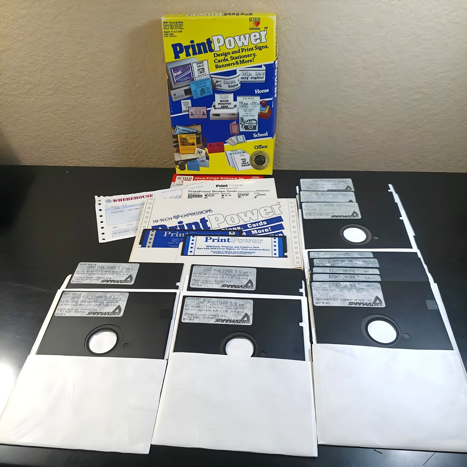 Vtg Software Lot: Print Power; Spinnaker Resume Kit, Word Publisher 5.0 + 8 in 1