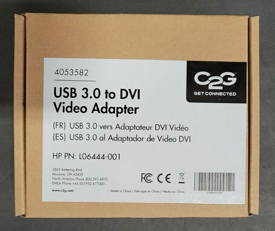 New Sealed C2G Cables To Go USB 3.0 To DVI Video Adapter 4053582