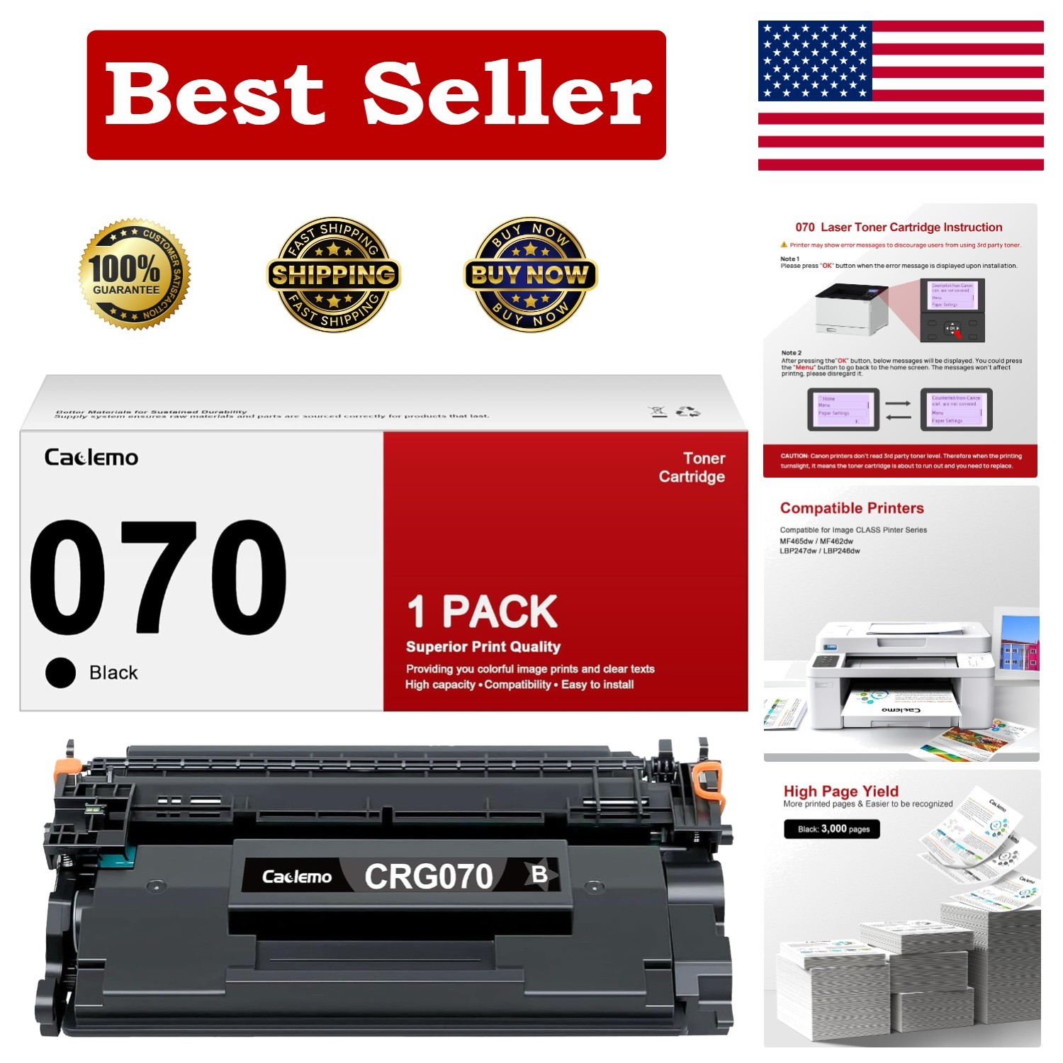 Canon 070H Black High Yield Toner Cartridge (5640C001)
