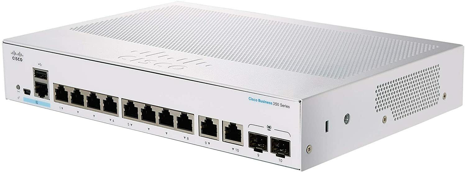 Cisco CBS350-8T-E-2G Business 8-Port Gigabit Managed Switch Ext PS 2x1G Combo