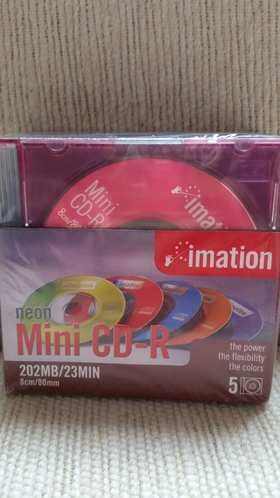 imation neon Mini CD-R 202mb/23min with cases (5 pack)