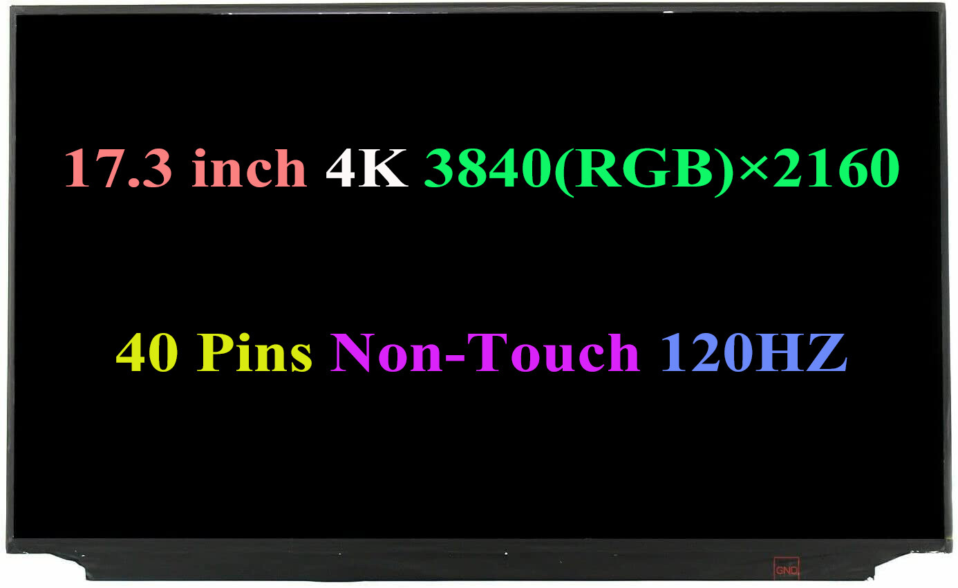 17.3" LCD Display Replacement Screen B173ZAN03.3 Panel UHD 3840x2160 IPS 40Pins.