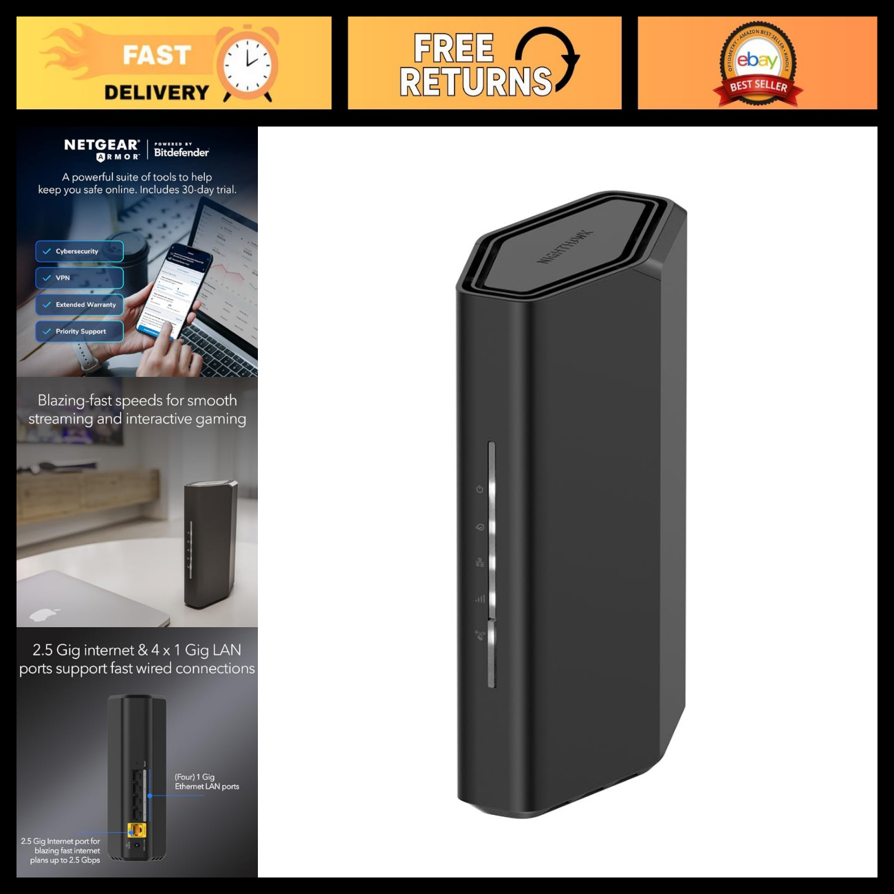 High-Speed WiFi 7 Router, Coverage Up to 2,000 sq ft, 3.6 Gbps Performance