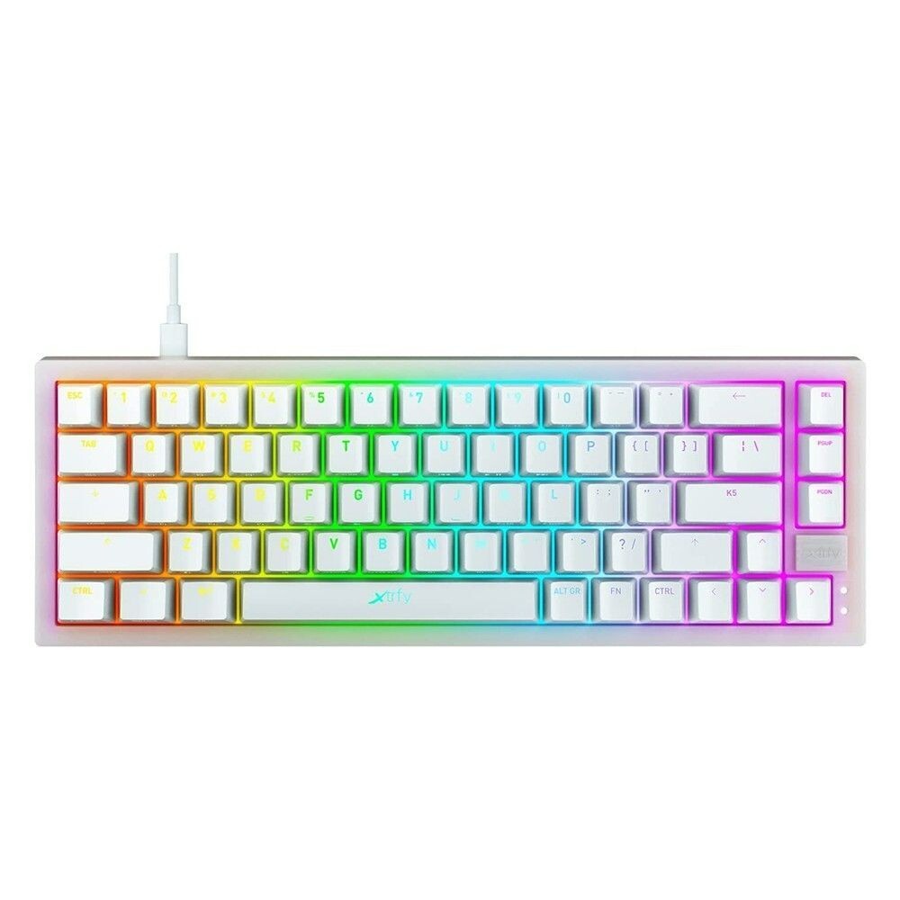 Xtrfy K5 White Compact RGB Wired Gaming Keyboard  Hotswap Prebuilt Kailh Red 65%