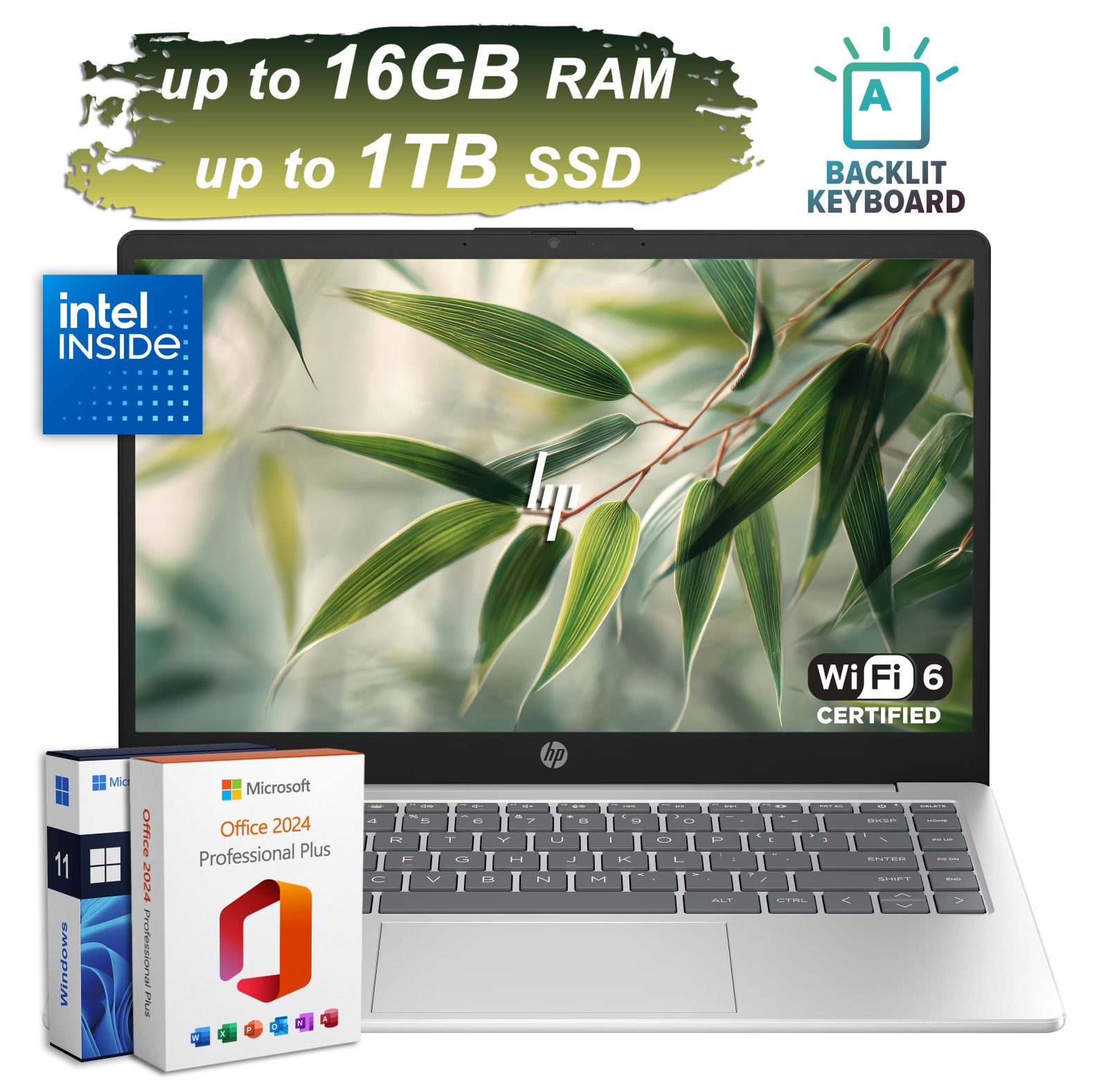 New HP Laptop Computer 14 Intel N200 Upto 16GB RAM & 1TB SSD Office 2024 Backlit