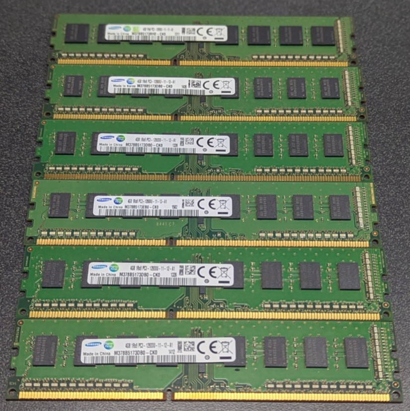 SAMSUNG 24GB (6x4GB) PC3-12800U DDR3 1600MHz Used Desktop Memory