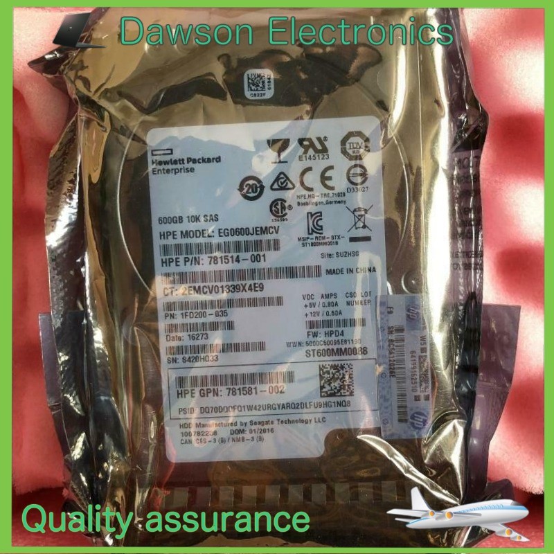 781516-B21 781577-001 HPE 600GB 12G SAS 10K 2.5" SFF SC HD RENEW OPEN