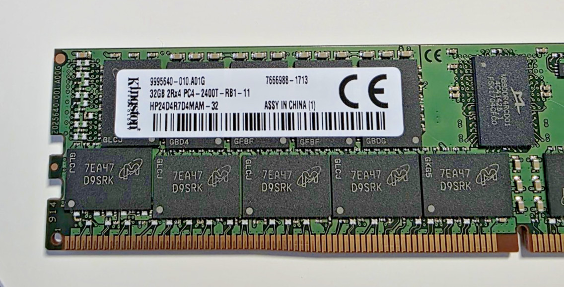 Kingston 32GB 2Rx4 PC4-2400T-RB1-11 ECC REG Server Memory HP24D4R7D4MAM-32
