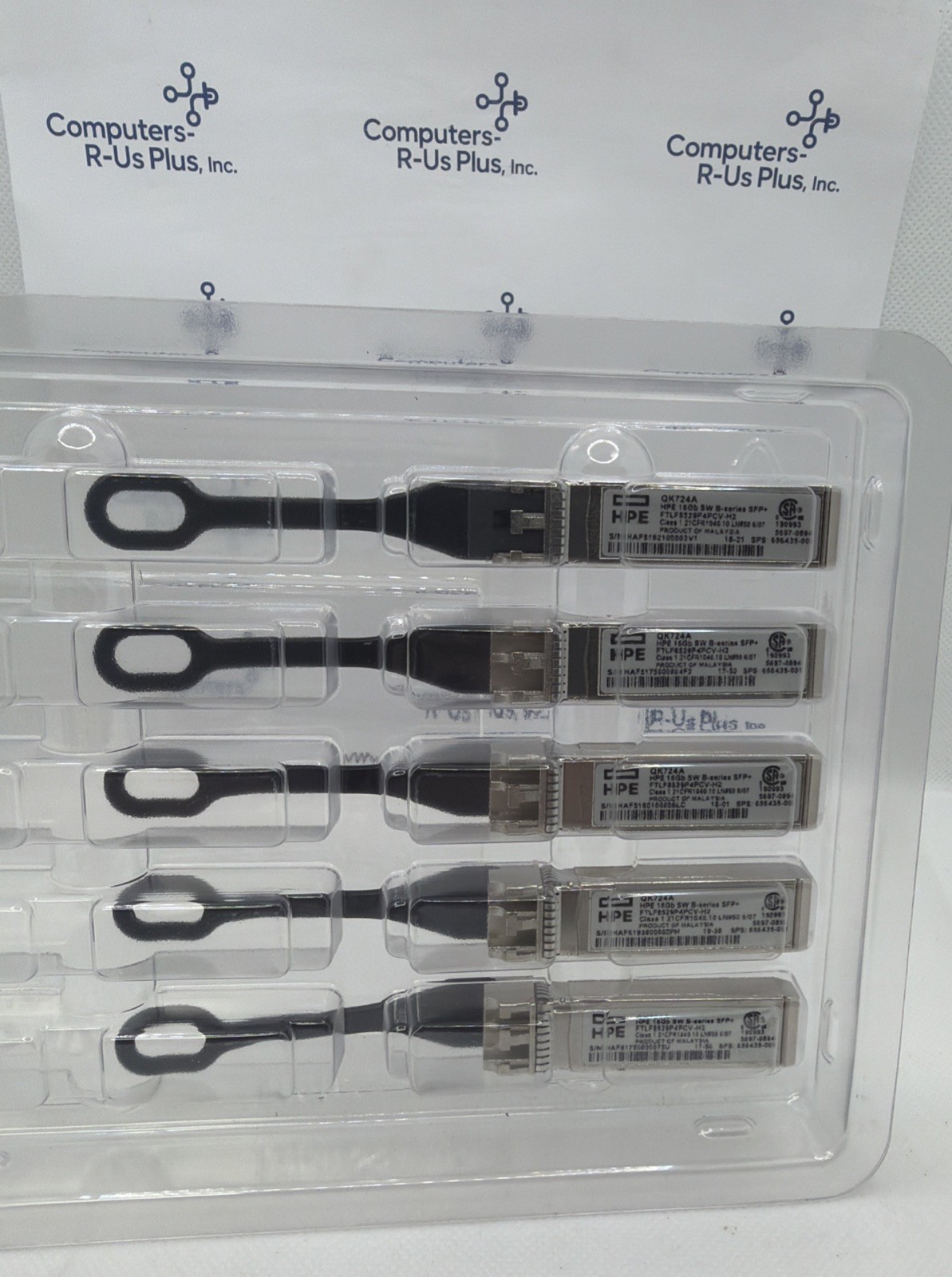 Qty 5 HPE QK724A 16Gb B-Series SW Fibre Channel SFP+ Transceiver 656435-001