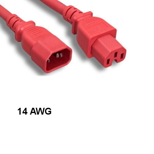 10PCS Red 8' Power Cable IEC60320 C14 to C15 14AWG 15A/250V SJT PDU UPS System