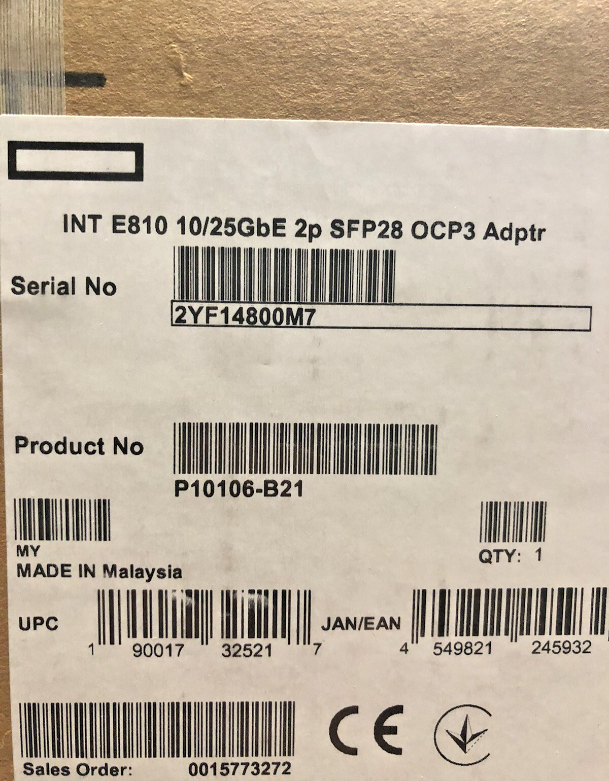 HPE 10/25GbE 2Port SFP28 Intel E810 OCP3 Network Adapter NIC 2 Port 10G 25G 25GE