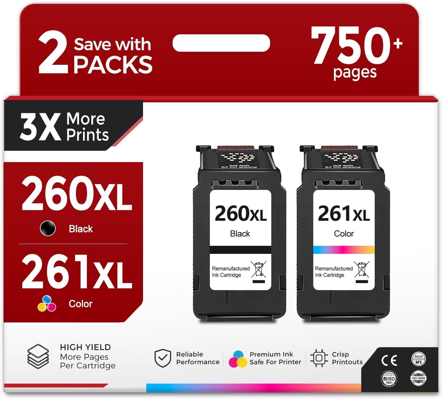 PG-260XL CL-261XL Ink Cartridges for Canon 260 261 Pixma TS6420a TR7020a TS5320