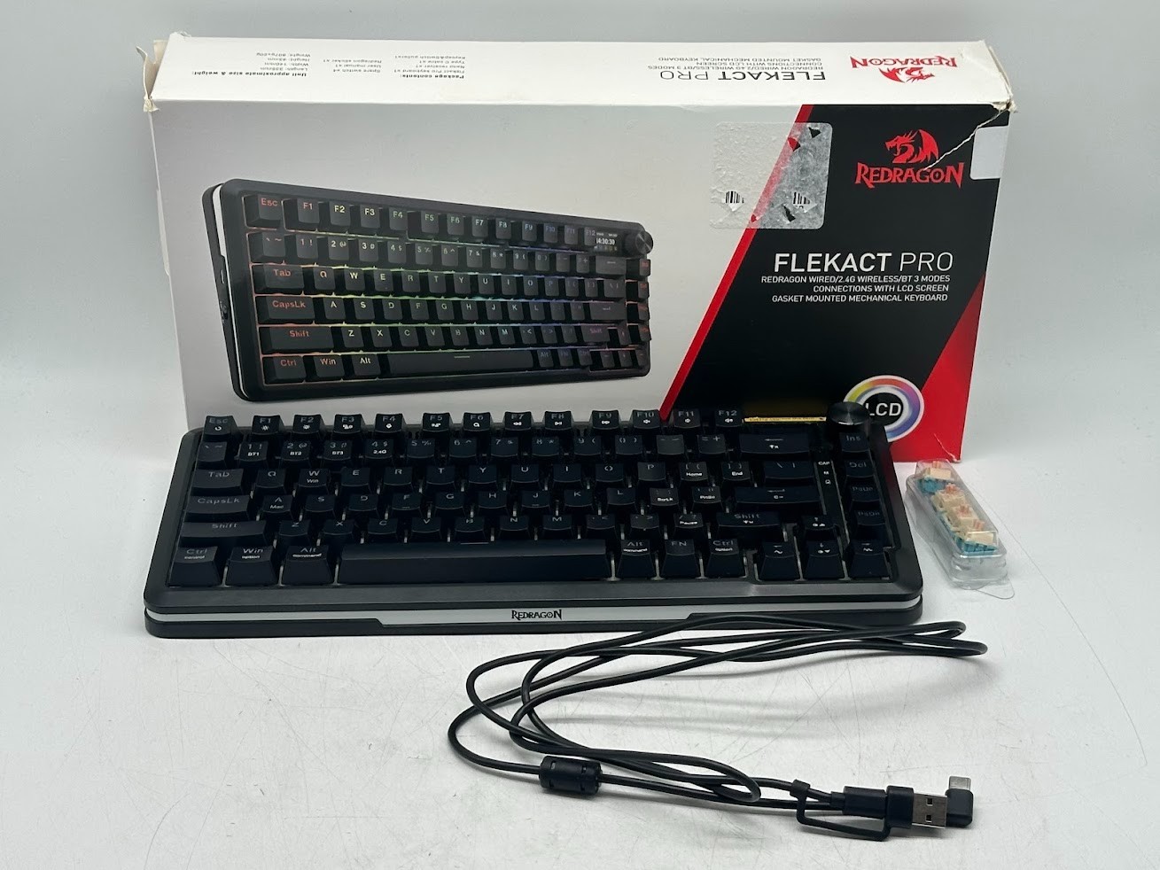 Redragon MCK708RGB-PRO FLEKACT RGB Wireless Mechanical Keyboard with LCD display