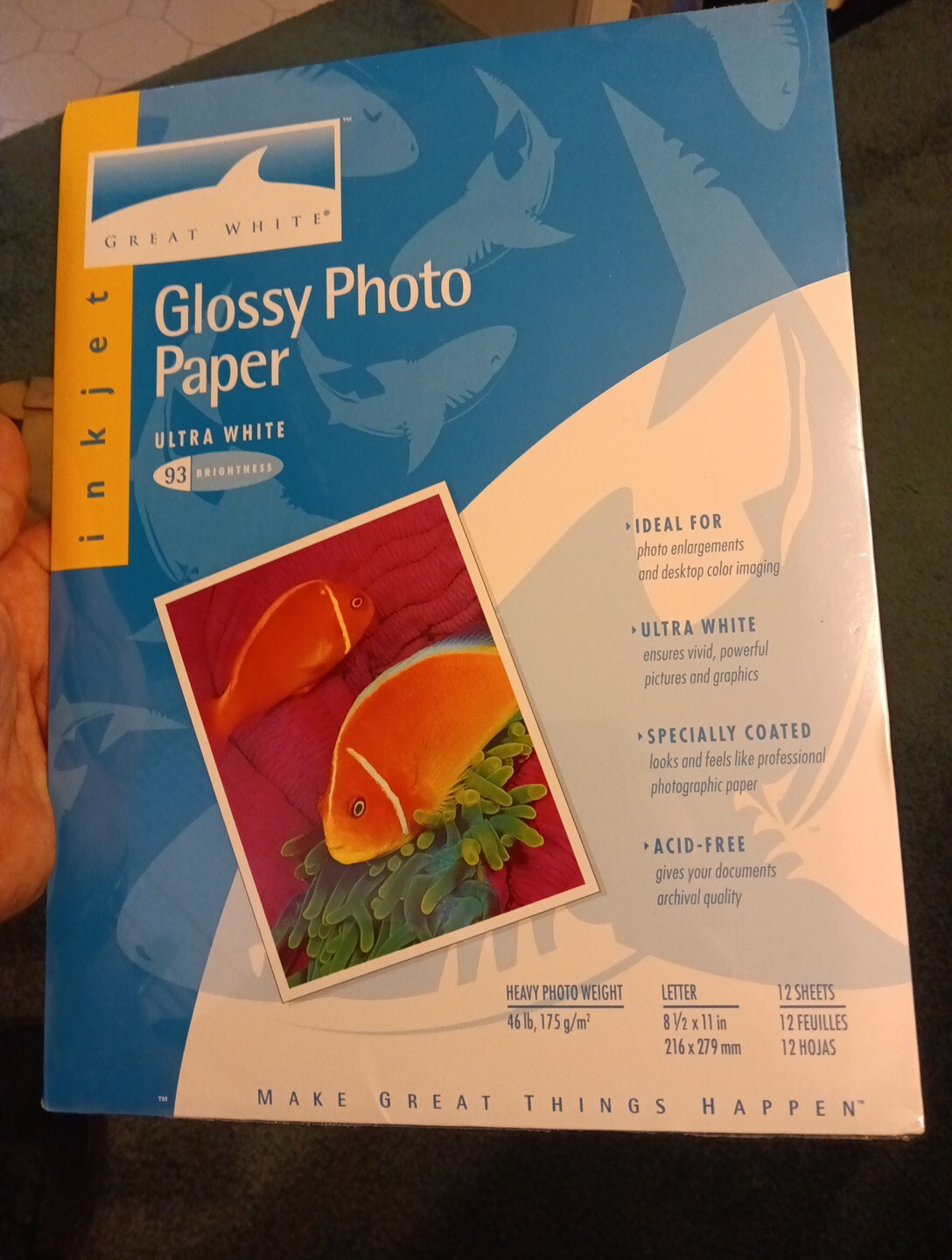 Great White Glossy Photo Paper  93 Ultra White Glossy 12 Sheets 8.5 x 11 NIP