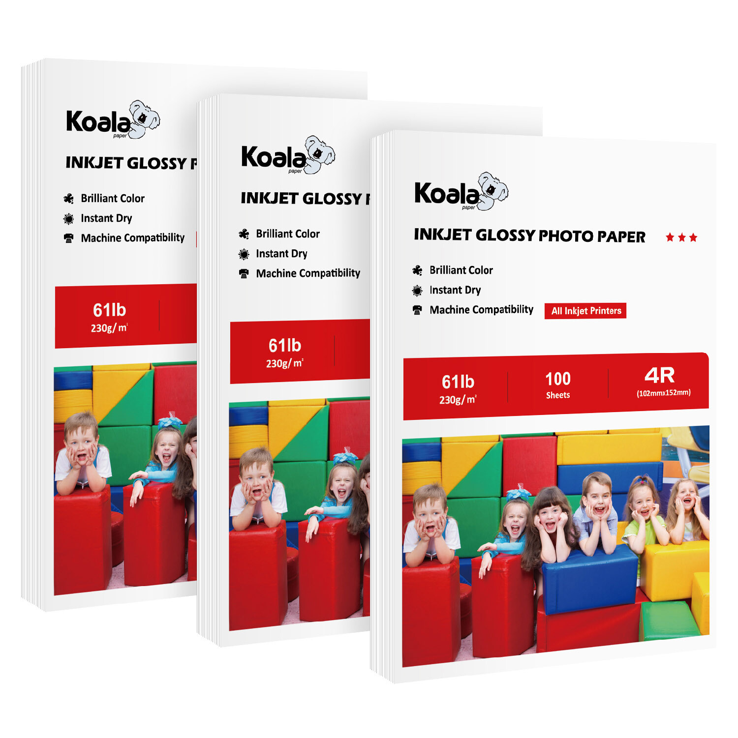 300 Koala Glossy Photo Paper 4x6 61lb Heavyweight Inkjet Printer Epsn. HP Canon