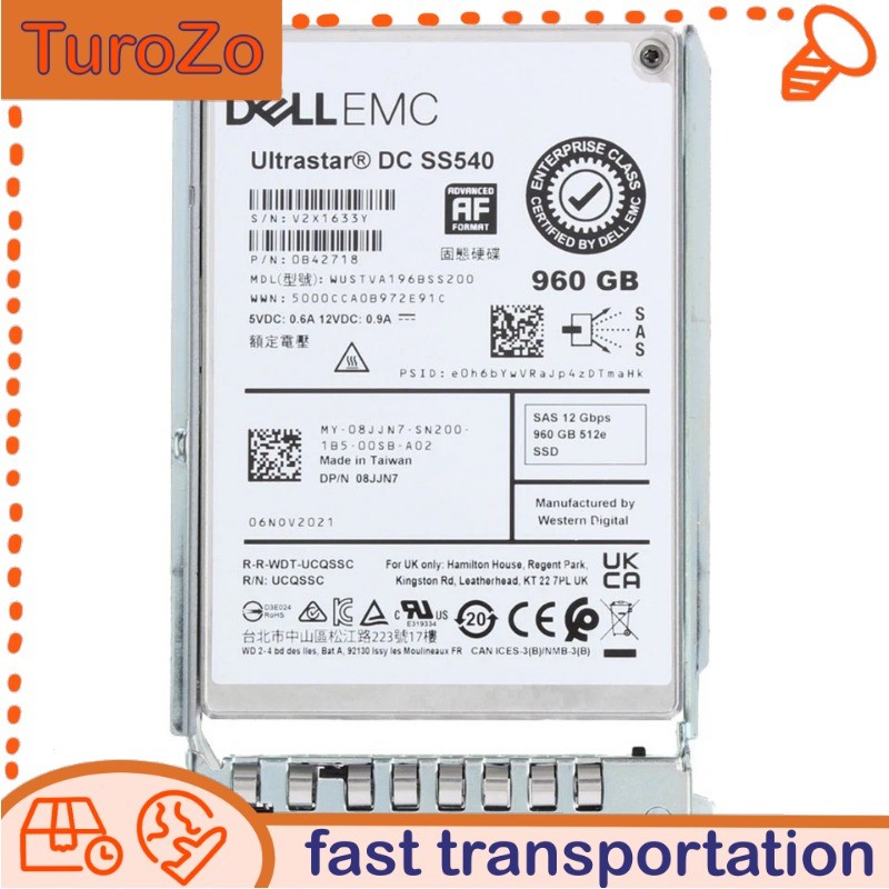 8JJN7 08JJN7 Dell EMC 960GB 12Gbps SAS RI TLC 2.5'' SSD 14/15/16G KIT New