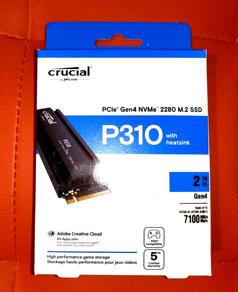 NEW SEALED Crucial P310 2TB SSD Heatsink M.2 2280 Internal PCIE 4.0 NVMe 2 TB