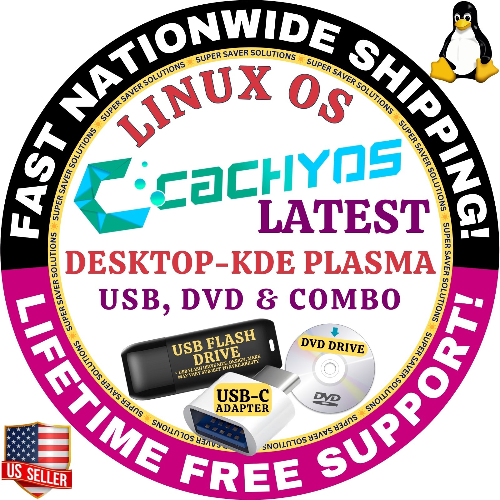 CACHYOS LINUX KDE, PLASMA | DESKTOP, HANDHELD | DVD, USB | CACHY OS | SHIPS FAST