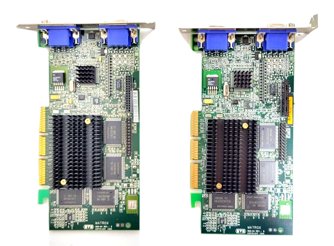 LOT OF 2- MATROX 906-04 MGI G4+MDHA32G/RT2 MILLENIUM GRAPHICS VIDEO CARD