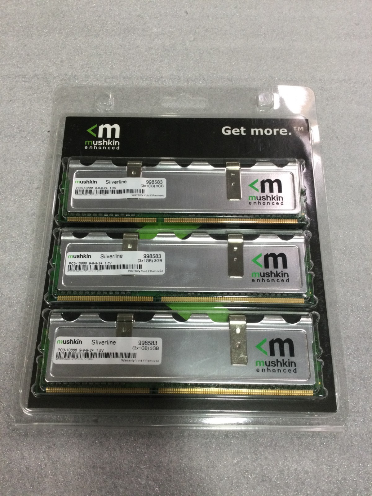 MUSHKIN SILVERLINE 3 GB (3X1GB) DDR3 RAM-NEW