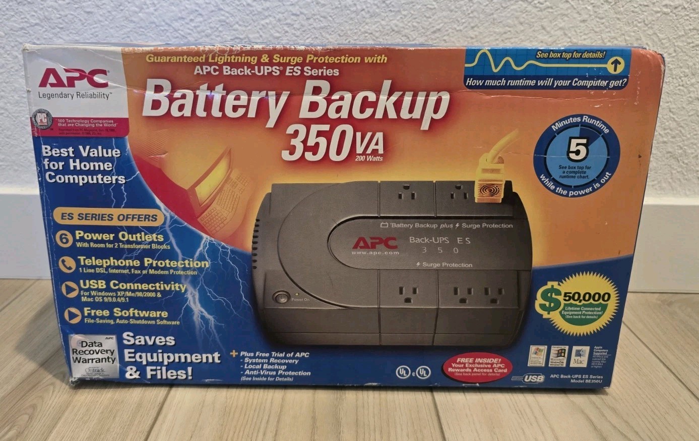 APC Back-UPS ES 350 350VA 200W 6 Outlets Surge & Telephone Protection BE350U NEW