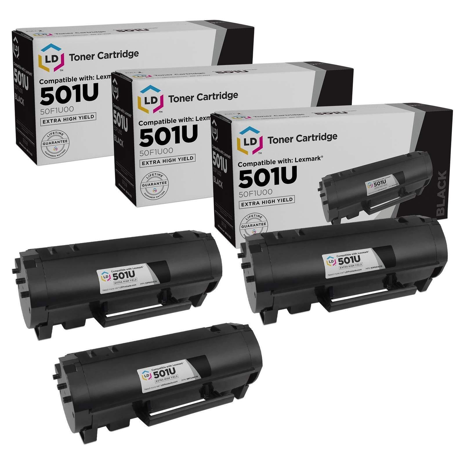 LD Comp Lexmark 50F1U00 501U 3PK Ultra HY Black MS510dn MS610 Series
