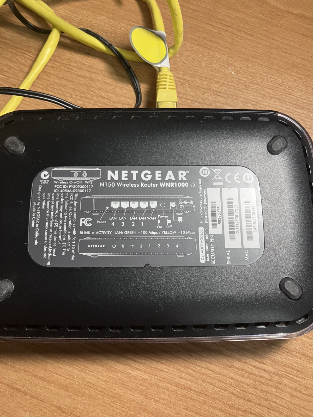 Netgear N150 wireless router home WRN1000 