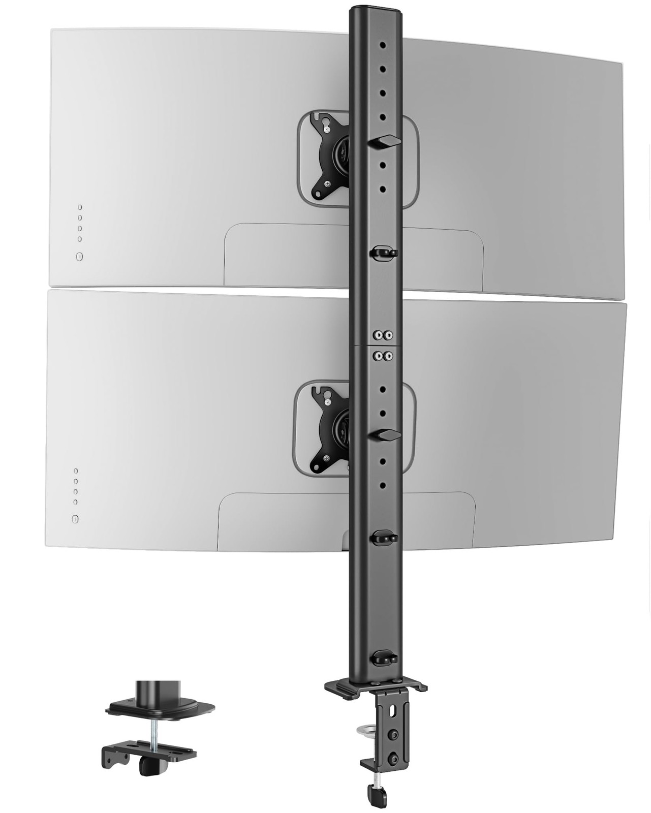 17/34 Inch Tall Pole Vertical Dual Monitor Mount Fits 75/100 VESA Stand