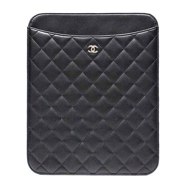 CHANEL Matelassé iPad Case – Black Lambskin Leather