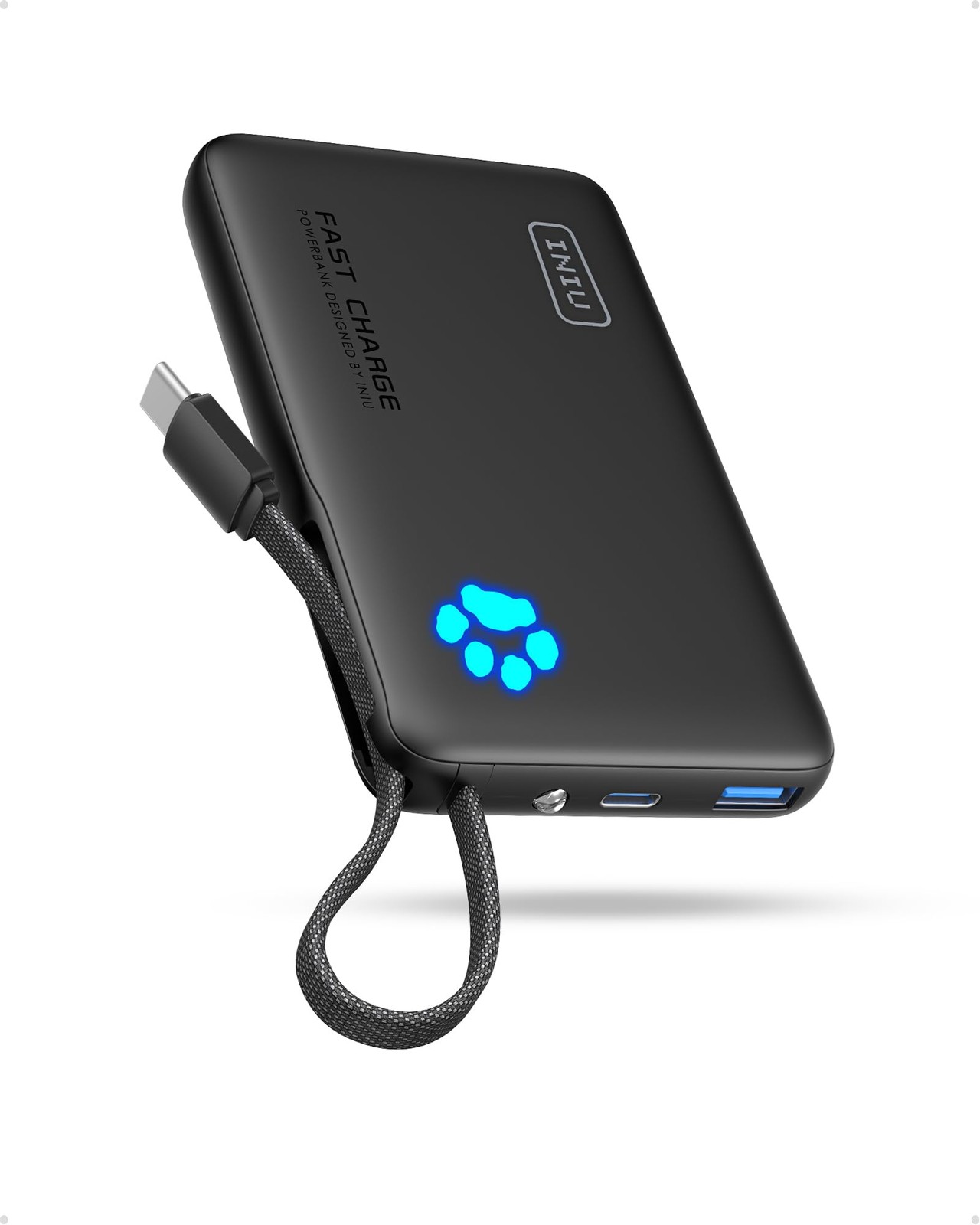 INIU 45W Fast Charging Tablet Portable Charger, Smaller 10000mAh Power Black